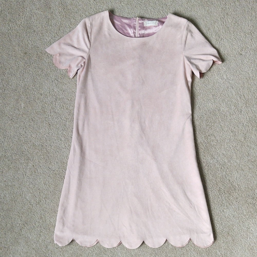 EUC altar'd state Faux Suede Blush Pale Pink Scallop Hem Dress
